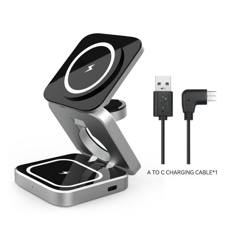 Cargador Inalámbrico 3 en 1 - Ideal para: iPhone, AirPods y Apple Watch y Samsung Galaxy, Galaxy Buds y Galaxy Watch